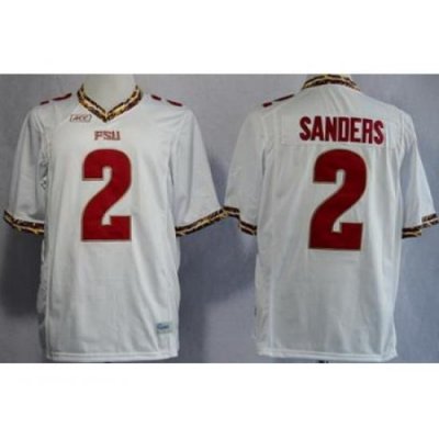 Florida State Seminoles FSU 2 Deion Sanders White NCAA Jerseys