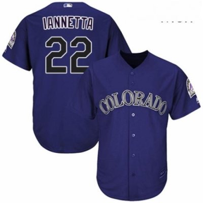 Mens Majestic Colorado Rockies 22 Chris Iannetta Replica Purple Alternate 1 Cool Base MLB Jersey