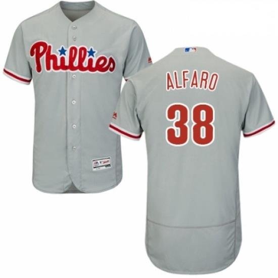 Mens Majestic Philadelphia Phillies 38 Jorge Alfaro Grey Road Flex Base Authentic Collection MLB Jersey