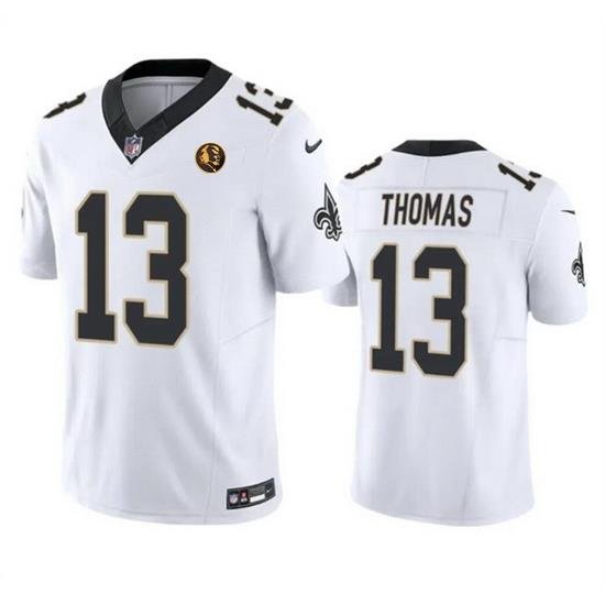 Men New Orleans Saints 13 Michael Thomas White 2023 F U S E  With John Madden Patch Vapor Limited Stitched Football Jersey