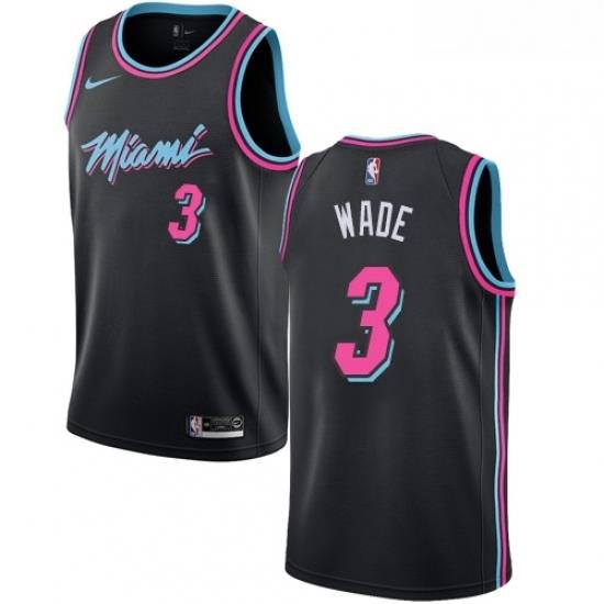 Womens Nike Miami Heat 3 Dwyane Wade Swingman Black NBA Jersey City Edition