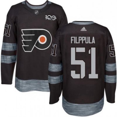 Mens Adidas Philadelphia Flyers 51 Valtteri Filppula Premier Black 1917 2017 100th Anniversary NHL Jersey