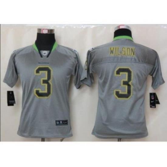 Nike Youth NFL Seattle SeahaWks #3 Wilson Grey Jerseys[Elite Lights Out]