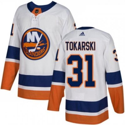 Youth Adidas New York Islanders 31 Dustin Tokarski Authentic White Away NHL Jersey