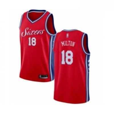 Womens Philadelphia 76ers 18 Shake Milton Swingman Red Basketball Jersey Statement Edition