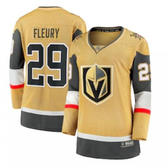 Women Vegas Golden Knights Marc Andre Fleury Fanatics Branded Gold 2020 21 Alternate Premier Breakaway Player