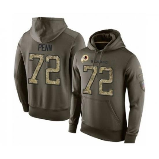 Football Mens Washington Redskins 72 Donald Penn Green Salute To Service Pullover Hoodie