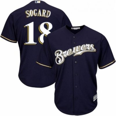 Youth Majestic Milwaukee Brewers 18 Eric Sogard Authentic White Alternate Cool Base MLB Jersey