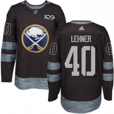 Mens Adidas Buffalo Sabres 40 Robin Lehner Authentic Black 1917 2017 100th Anniversary NHL Jersey