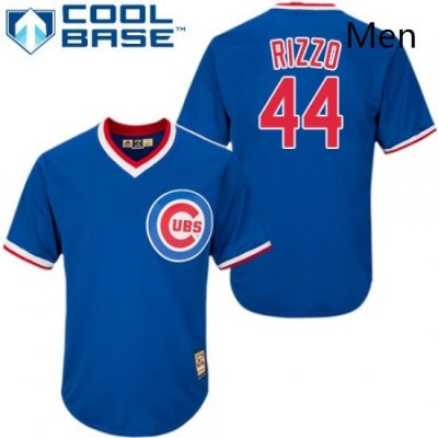 Mens Majestic Chicago Cubs 44 Anthony Rizzo Authentic Royal Blue Cooperstown MLB Jersey