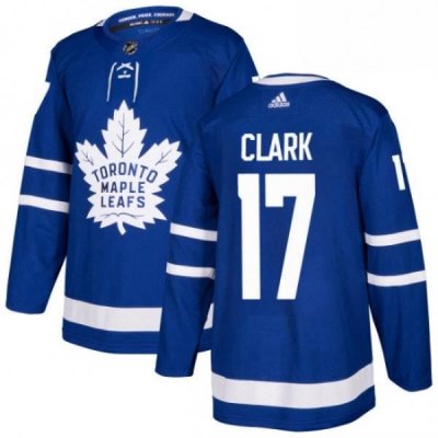 Mens Adidas Toronto Maple Leafs 17 Wendel Clark Authentic Royal Blue Home NHL Jersey