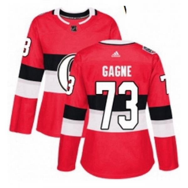 Womens Adidas Ottawa Senators 73 Gabriel Gagne Authentic Red 2017 100 Classic NHL Jersey