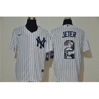 Yankees 2 Derek Jeter White Nike Cool Base Player Jersey