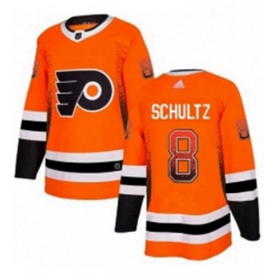 Mens Adidas Philadelphia Flyers 8 Dave Schultz Authentic Orange Drift Fashion NHL Jersey