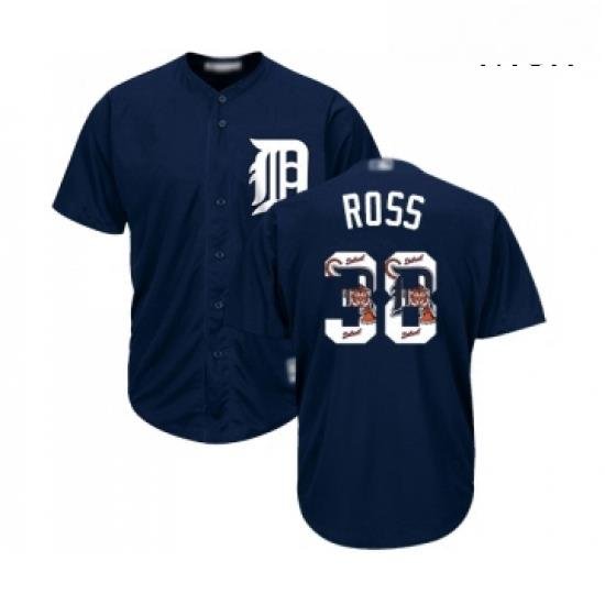 Mens Detroit Tigers 38 Tyson Ross Authentic Navy Blue Team Logo Fashion Cool Base Baseball Jersey