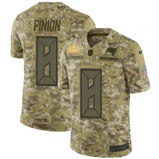 Men Nike Tampa Bay Buccaneers 8 Bradley Pinion Camo Men Super Bowl LV Champions Patch Stitched NFL Limited 2018 Salute To Service Jersey