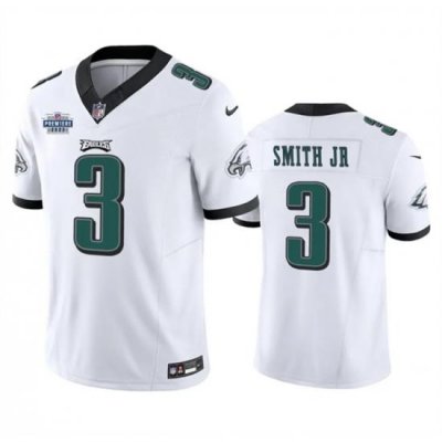 Men Philadelphia Eagles 3 Nolan Smith JR White 2023 F U S E  With Prem1ere Patch Vapor Untouchable Limited Stitched Football Jersey