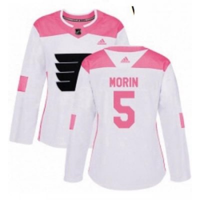 Womens Adidas Philadelphia Flyers 5 Samuel Morin Authentic WhitePink Fashion NHL Jersey