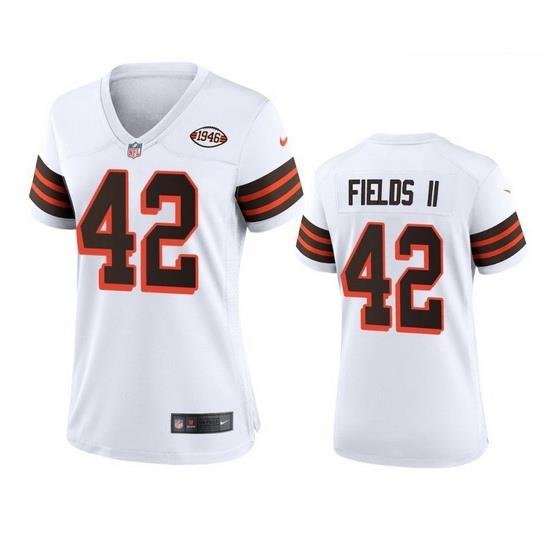 Women Cleveland Browns 42 Tony Fields II Nike 1946 Collection Alternate Game Limited NFL Jersey   White