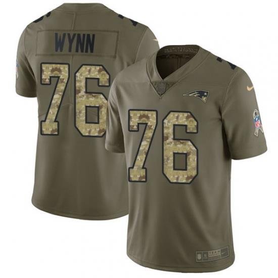 Nike Patriots #76 Isaiah Wynn Olive Camo Mens Stitched NFL Limited 2017 Salute To Service Jersey