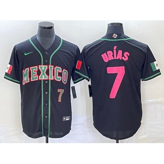 Men Mexico Baseball 7 Julio Urias 2023 Black World Baseball With Patch Classic Stitched Jersey 3