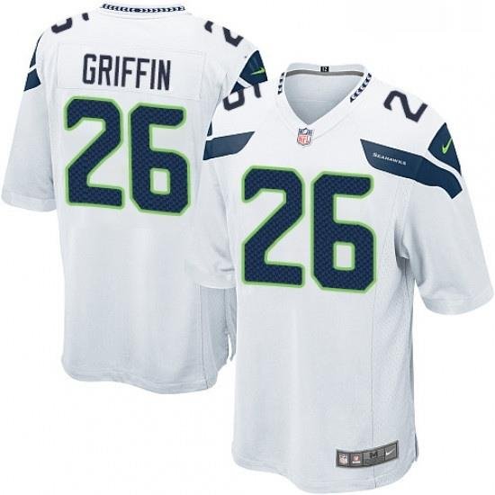 Mens Nike Seattle Seahawks 26 Shaquill Griffin Game White NFL Jersey