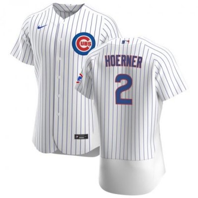 Men Chicago Cubs 2 Nico Hoerner Men Nike White Home 2020 Flex Base Player Jersey