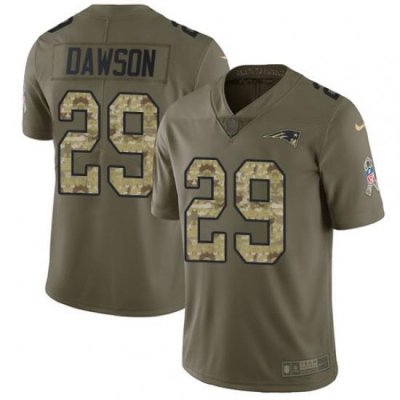 Nike Patriots #29 Duke Dawson Olive Camo Mens Stitched NFL Limited 2017 Salute To Service Jersey