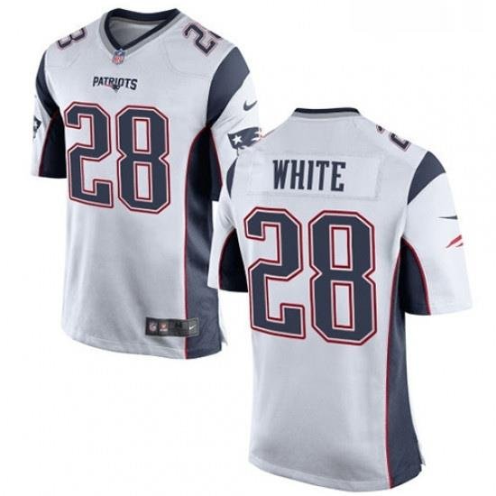 Mens Nike NeW England Patriots 28 James White Game White NFL Jersey