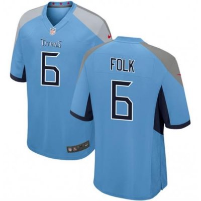 Men Tennessee Titans 6 Nick Folk Light Blue Stitched Game Football Jersey