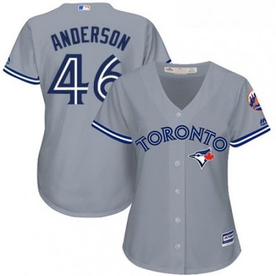 Womens Majestic Toronto Blue Jays 46 Brett Anderson Authentic Grey Road MLB Jersey