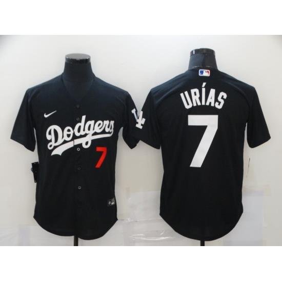 Men Los Angeles Dodgers 7 Julio Urias Black 2020 Nike Cool Base Jersey