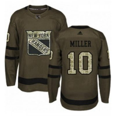 Youth Adidas New York Rangers 10 JT Miller Premier Green Salute to Service NHL Jersey