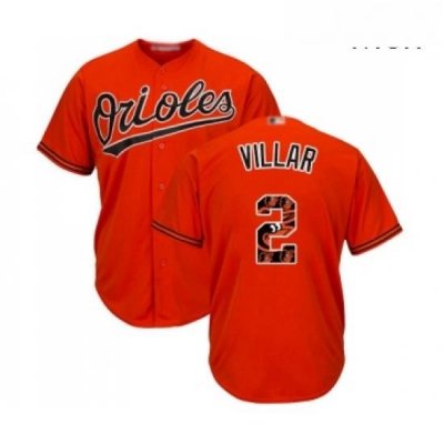 Mens Baltimore Orioles 2 Jonathan Villar Authentic Orange Team Logo Fashion Cool Base Baseball Jersey