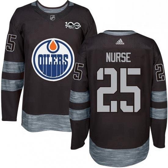 Mens Adidas Edmonton Oilers 25 Darnell Nurse Authentic Black 1917 2017 100th Anniversary NHL Jersey