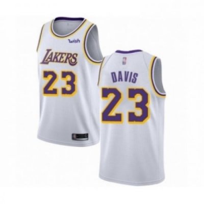 Mens Los Angeles Lakers 23 Anthony Davis Authentic White Basketball Jersey Association Edition