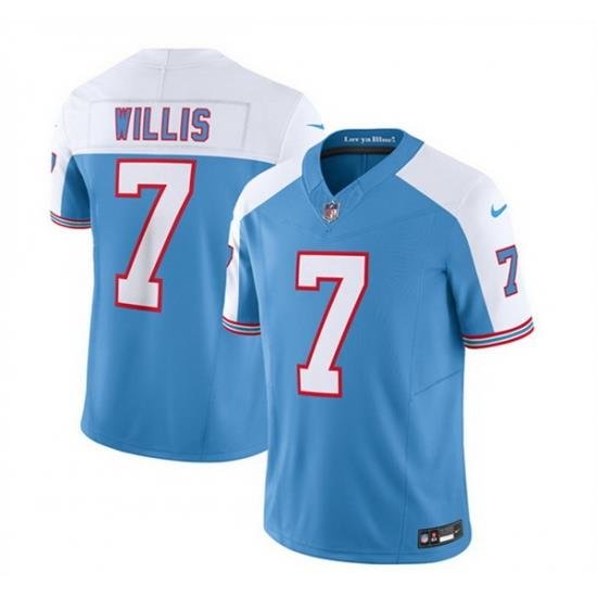 Men Tennessee Titans 7 Malik Willis Blue White 2023 F U S E  Vapor Limited Throwback Stitched Football Jersey