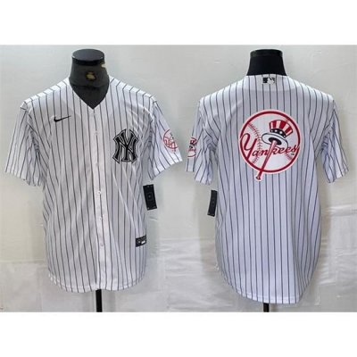 Men NeW York Yankees White Team Big Logo Cool Base Stitched Baseball Jersey 6