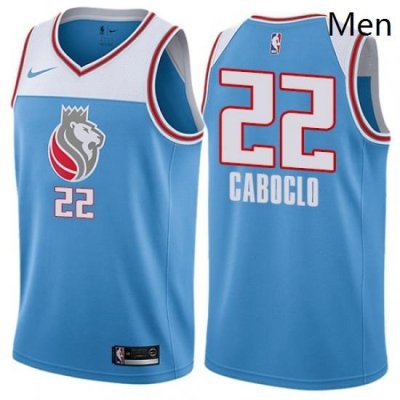 Mens Nike Sacramento Kings 22 Bruno Caboclo Swingman Blue NBA Jersey City Edition