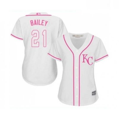 Womens Kansas City Royals 21 Homer Bailey Replica White Fashion Cool Base Baseball Jersey