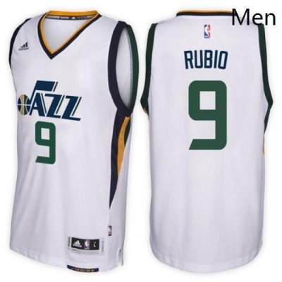 Utah Jazz 9 Ricky Rubio Home White New Swingman Stitched NBA Jersey