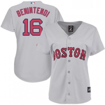 Womens Majestic Boston Red Sox 16 Andrew Benintendi Authentic Grey Road MLB Jersey