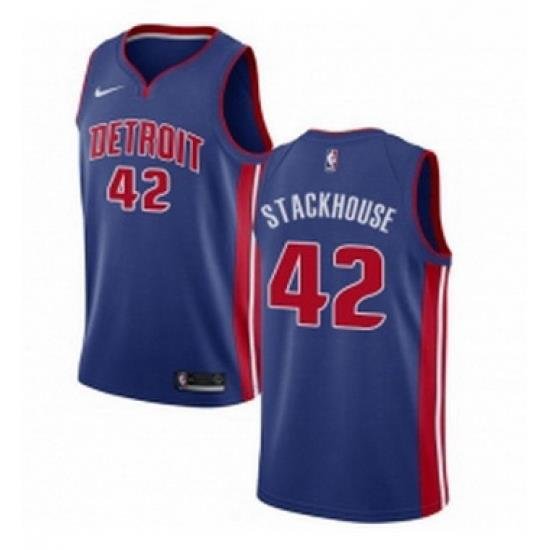 Youth Nike Detroit Pistons 42 Jerry Stackhouse Swingman Royal Blue Road NBA Jersey Icon Edition