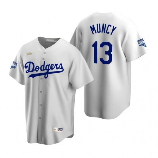 Men Brooklyn Los Angeles Dodgers 13 Max Muncy White 2020 World Series Champions CooperstoWn Collection Jersey