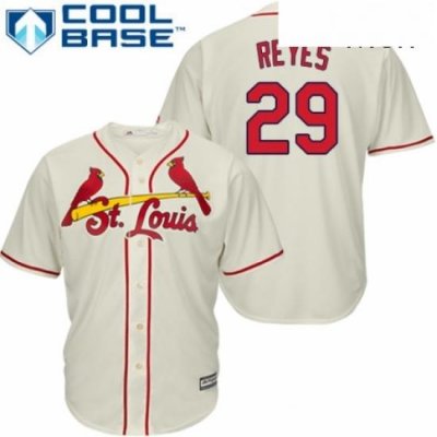 Mens Majestic St Louis Cardinals 29 lex Reyes Replica Cream Alternate Cool Base MLB Jersey