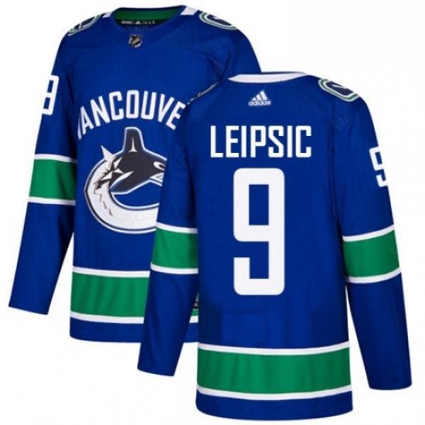 Mens Adidas Vancouver Canucks 9 Brendan Leipsic Authentic Blue Home NHL Jersey