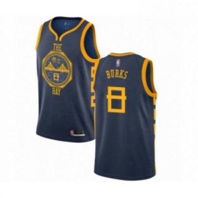 Mens Golden State Warriors 8 Alec Burks Authentic Navy Blue Basketball Jersey City Edition