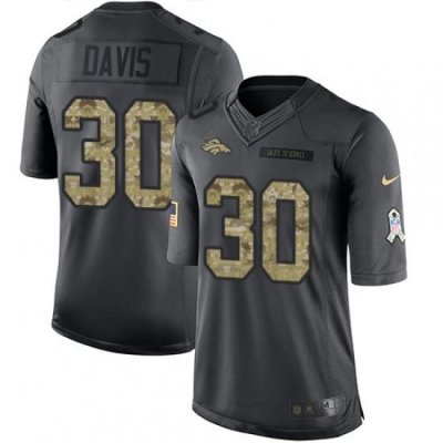 Men Nike Denver Broncos 30 Terrell Davis Limited Black 2016 Salute to Service NFL Jersey