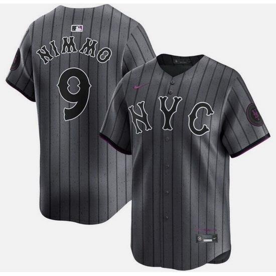 Men NeW York Mets 9 Brandon Nimmo Graphite 2024 City Connect Limited Stitched Baseball Jersey