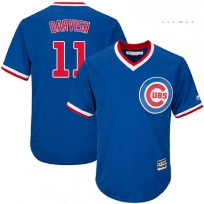 Mens Majestic Chicago Cubs 11 Yu Darvish Replica Royal Blue Cooperstown Cool Base MLB Jersey